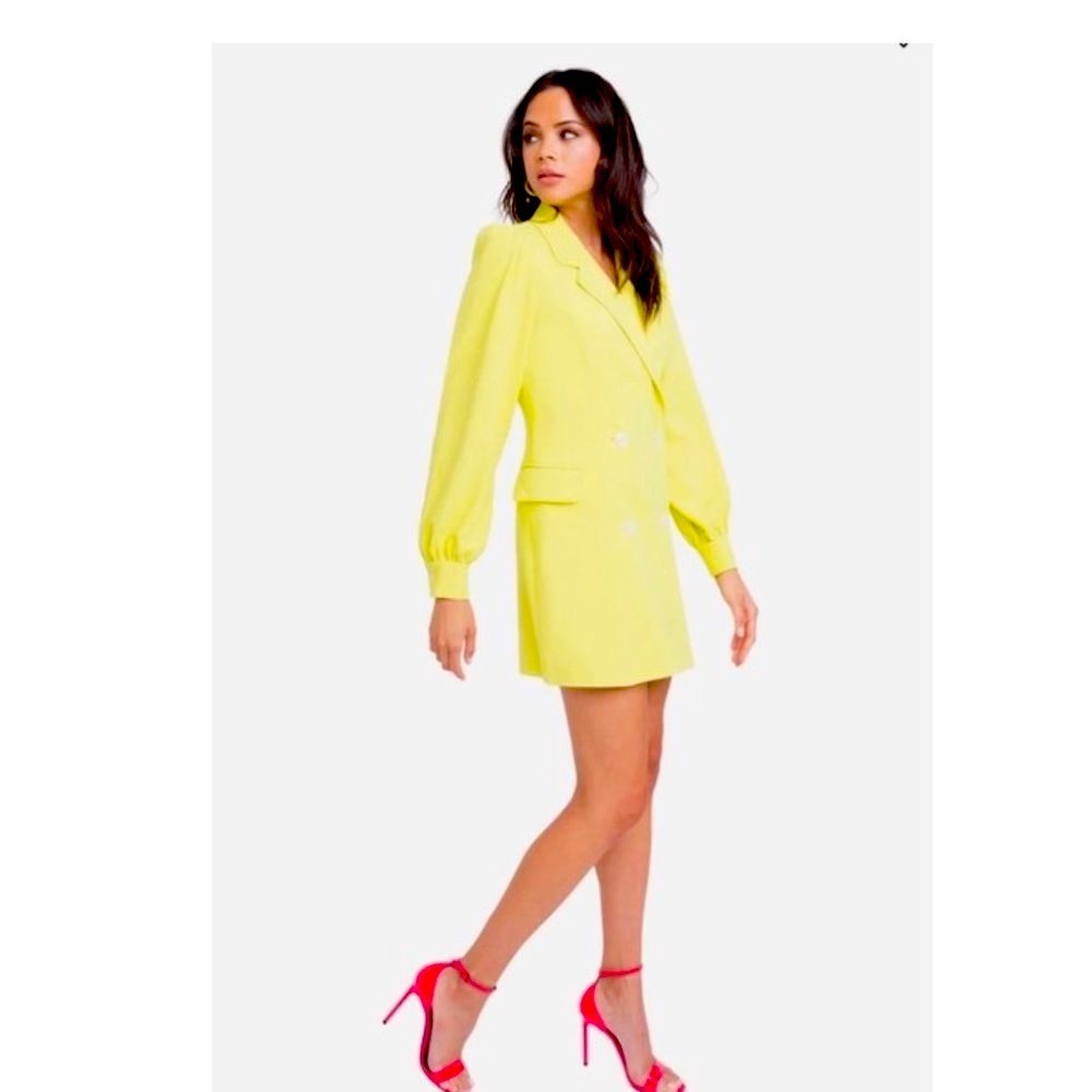 Black Halo Mellow Yellow Olympia Blazer Mini Formal Dress Sz 14